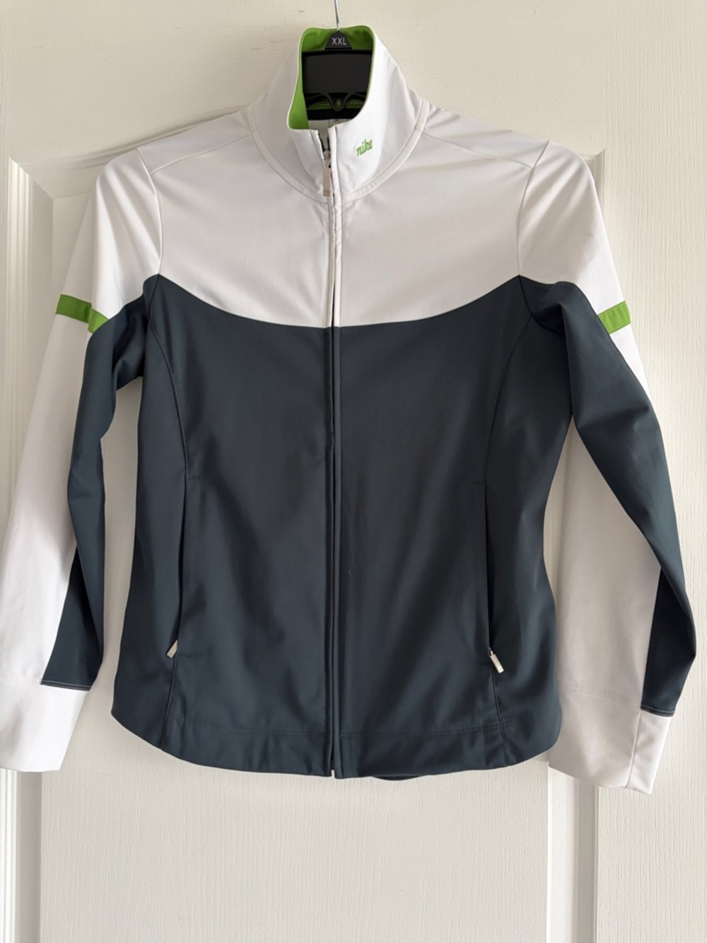 Nike White, Charcoal & Lime Fit Dry Golf Zip Jacket